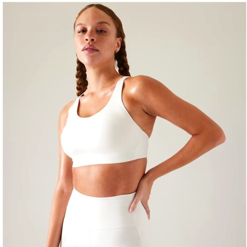 NWOT!! Athleta Advance Sports Bra 40G | High Impact White Racerback Mesh